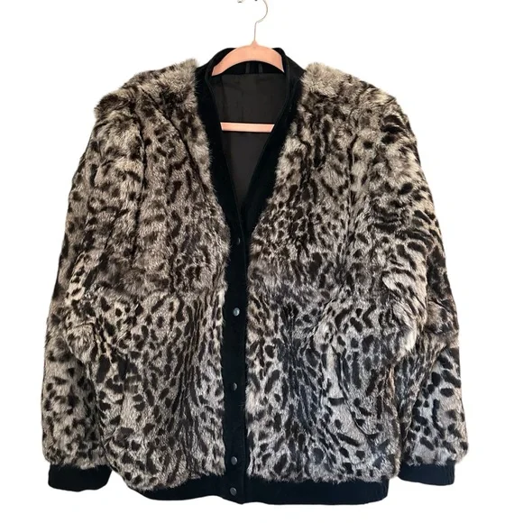 Vintage Mob Wives Boho Animal Print Oversized Authentic Fur Coat With Suede Trim